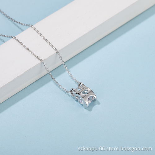 Popular Luxury 925 Sterling Silver Moissanite Diamond Pendant Women Engagement Square Setting Diamond Wedding Party Necklace